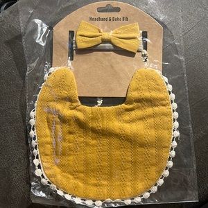 Yellow boho matching headband and bib set new in package